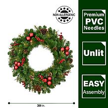 Fraser Hill Farm 30-In. Joyful Wreath Door or Wall Hanging with Pin...