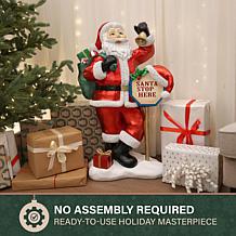 Fraser Hill Farm 3.1-Ft. Resin Santa Claus Statue with Stop Sign & ...