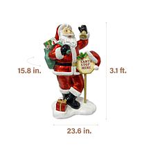 Fraser Hill Farm 3.1-Ft. Resin Santa Claus Statue with Stop Sign & ...