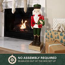Fraser Hill Farm 31.9-in. Resin Nutcracker Statue with Wreath, Whit...