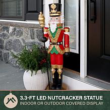 Fraser Hill Farm 3.3-ft. Resin Nutcracker Statue with Scepter, Whit...
