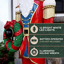Fraser Hill Farm 3.8-ft. Resin Nutcracker Statue with Wreath, White...