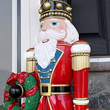 Fraser Hill Farm 3.8-ft. Resin Nutcracker Statue with Wreath, White...