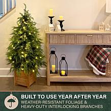 Fraser Hill Farm 4-Ft. Real Feel Cedar Pre-Lit Potted Porch Tree wi...
