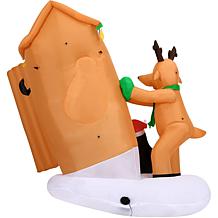 Fraser Hill Farm 4-Ft. Tall Pre-Lit Inflatable Santa in Outhouse