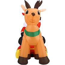 Fraser Hill Farm 4-Ft. Tall Pre-Lit Inflatable Santa in Sleigh