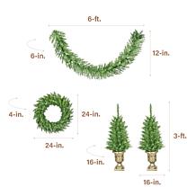 Fraser Hill Farm 4-Pc Pre-Lit Christmas Porch Décor Set with 2 Pott...