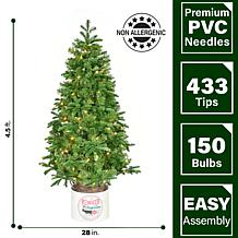 Fraser Hill Farm 4.5Ft. Porch Tree in Reindeer Pot w/ White LED Lights