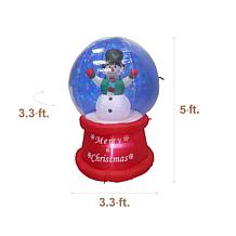 Fraser Hill Farm 5-Ft. Snowman Snow Globe Inflatable with Multicolo...