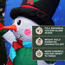 Fraser Hill Farm 5-Ft. Snowman Snow Globe Inflatable with Multicolo...