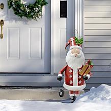 Fraser Hill Farm 50" Iron Santa Holding Gift and Lantern