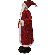 Fraser Hill Farm 58" Dancing Santa Sequin Suit w/ Teddy & Gift Decor