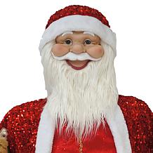 Fraser Hill Farm 58" Dancing Santa Sequin Suit w/ Teddy & Gift Decor