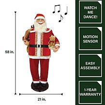 Fraser Hill Farm 58" Dancing Santa w/ Toy Sack Teddy Christmas Decor