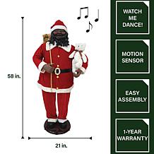 Fraser Hill Farm 58-In. African American Santa W/ Sack and Teddy Bear