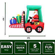 Fraser Hill Farm 6 ft. Pre-Lit Inflatable Santa in Fork Lift