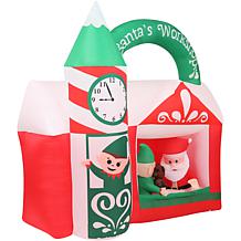 Fraser Hill Farm 6 Ft. Wide Pre-Lit Inflatable Santa's Workshop