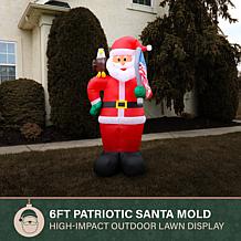 Fraser Hill Farm 6.1-Ft. Santa Claus Inflatable with Eagle, America...