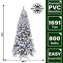 Fraser Hill Farm 7.5' Flocked Silverton Fir Tree w/ Multi-Color Lights