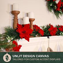 Fraser Hill Farm 9-Ft. Real Feel Foam Poinsettia Garland