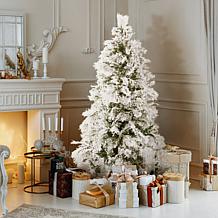 Fraser Hill Farms 6-1/2' Flocked Snowy Pine Tree - Clear