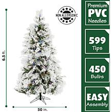 Fraser Hill Farms 6-1/2' Flocked Snowy Pine Tree - Multicolor
