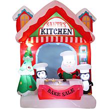 Fraser Hill Farms 7 Ft. Tall Pre-Lit Inflatable Santa's Kitchen