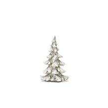 Frosted Pine Tree Decor with Silver Finish - 4-piece Set