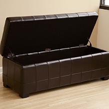 Full Leather Storage Bench Ottoman with Dimples