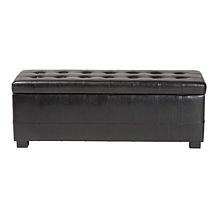 Full Leather Storage Bench Ottoman with Dimples