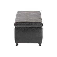 Full Leather Storage Bench Ottoman with Stitching