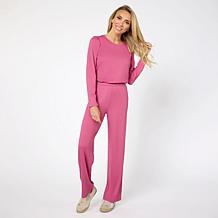 G by Giuliana 2-piece G-Knit Puff-Sleeve Top & Full-Leg Pant Set