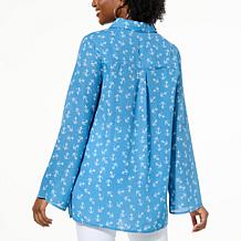 G by Giuliana Americana Printed Crepe Button-Up Blouse