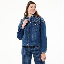 G by Giuliana Black Label Denim Rhinestone Jacket