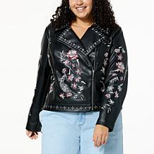 G by Giuliana Black Label Faux Leather Moto Jacket