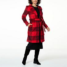 G by Giuliana Black Label Plaid Trench Coat