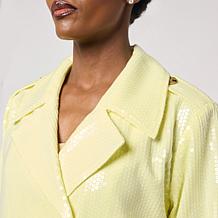 G by Giuliana Black Label Sequin Double Breasted Trench