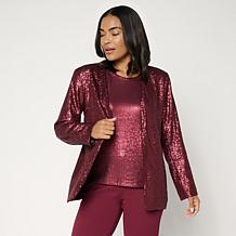 トップス shiny Antthony Oversized Long Button-Down Sequin Shirt | HSN