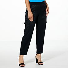 G by Giuliana Black Label Straight-Leg Satin Cargo Pant
