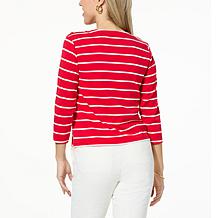 G by Giuliana Button  Shoulder Striped Knit Top