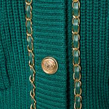 G by Giuliana Chain Detail Button-Front Sweater Cardigan