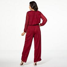 G by Giuliana Chiffon Long Sleeve Wide Leg Jumpsuit