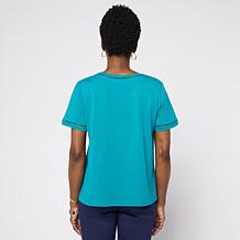 G by Giuliana Cotton Modal Short-Sleeve Top with Trim