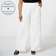 G by Giuliana Crinkled Woven Pull-On Wide Leg Pant