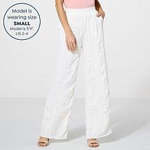 G by Giuliana Crinkled Woven Pull-On Wide Leg Pant
