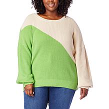 G by Giuliana Crochet Knit Colorblock Sweater