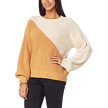 G by Giuliana Crochet Knit Colorblock Sweater