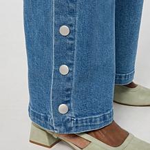 G by Giuliana Denim Straight Leg Pant with Snap Button Detail