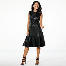 G by Giuliana Faux Leather Sleeveless Midi Dress