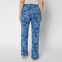 G by Giuliana Floral Laser-Print Denim Wide-Leg Jean